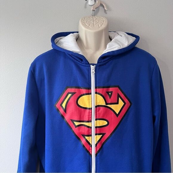 Superman One Piece Hooded Fleece PJ's Size XXL - Picture 2 of 7